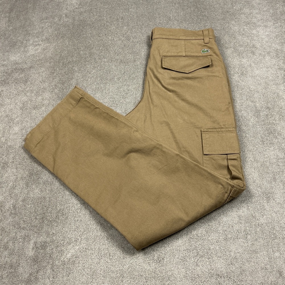 Lacoste Cargo Pants Mens 30 33" Inseam Brown Khaki Outdoors Loose Straight